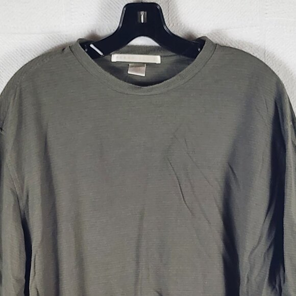 Perry Ellis Green Khaki Ribbed Cotton Rayon Short Sleeve Crew Neck Shirt Size XL - Picture 2 of 16